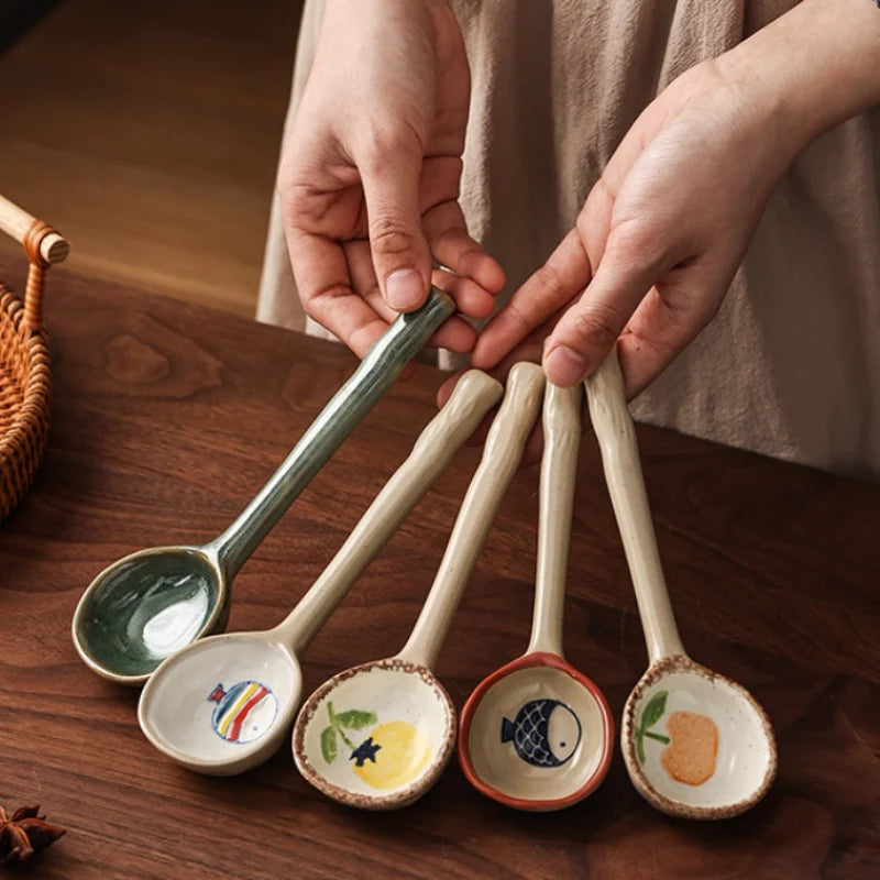 Cucharas soperas cerámicas estilo japonés